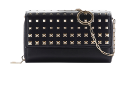 Rockstud Wallet on Chain, Leather, Black, DB/B,3*